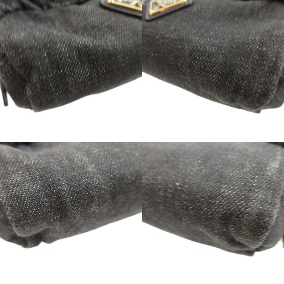 Prada Triangle Plate Denim Black Pouch 0484PRADA - Picture 7 of 8